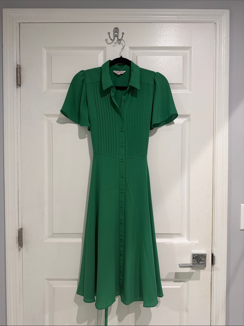 Nanette Lepore Emerald Green Pleated Bodice Midi Dress